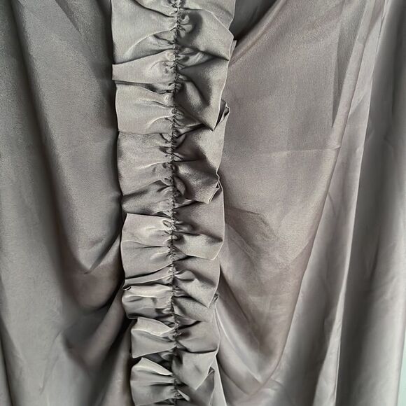 Pure Sugar steel gray center front ruffle strip silky halter. NWT. Medium. - Picture 3 of 7
